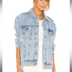 Anine Bing Rory Denim Jacket in Vintage Blue.  Size L.